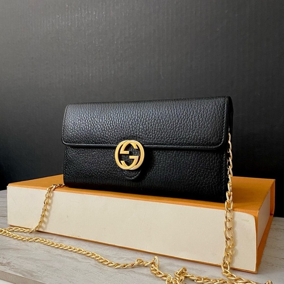Gucci Handbags - GUCCI GG Interlocking Long Wallet-Crossbody Bag Black